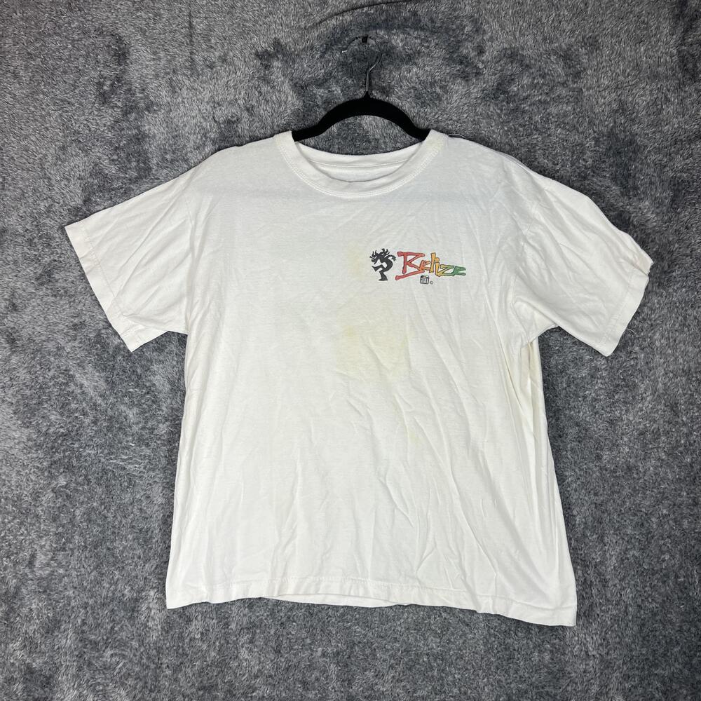 Belize Shirt Mens Large White Souvenir Graphic Crew Neck Short Sleeve Back Print